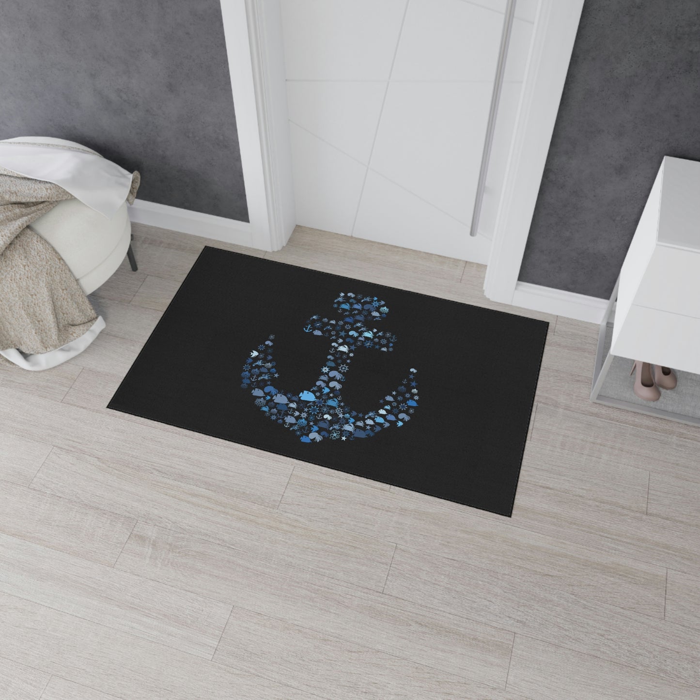 Nautical Anchor Heavy Duty Floor Mat, Dock Mat, Cockpit mat, Sea life Anchor Design