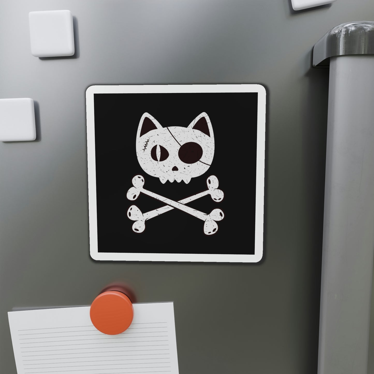 Pirate Cat Skull and Crossbones Die-Cut Magnets, Pirate Cat Refrigerator Magnet, Funny Nautical Cat Pirate Flag Magnet