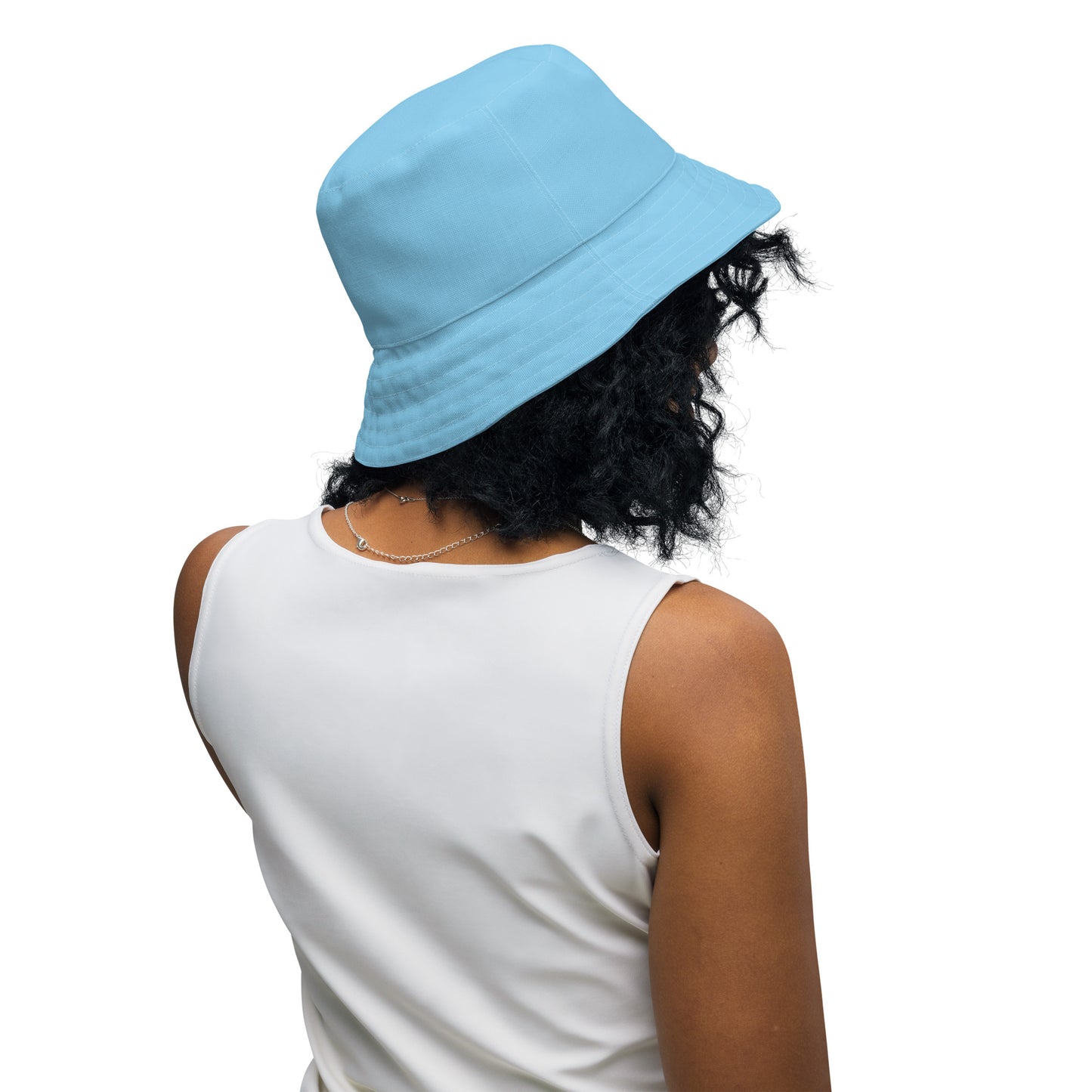 Baby Blue and White Reversible Bucket Hat, Nautical Summer Hat, Boating Hat