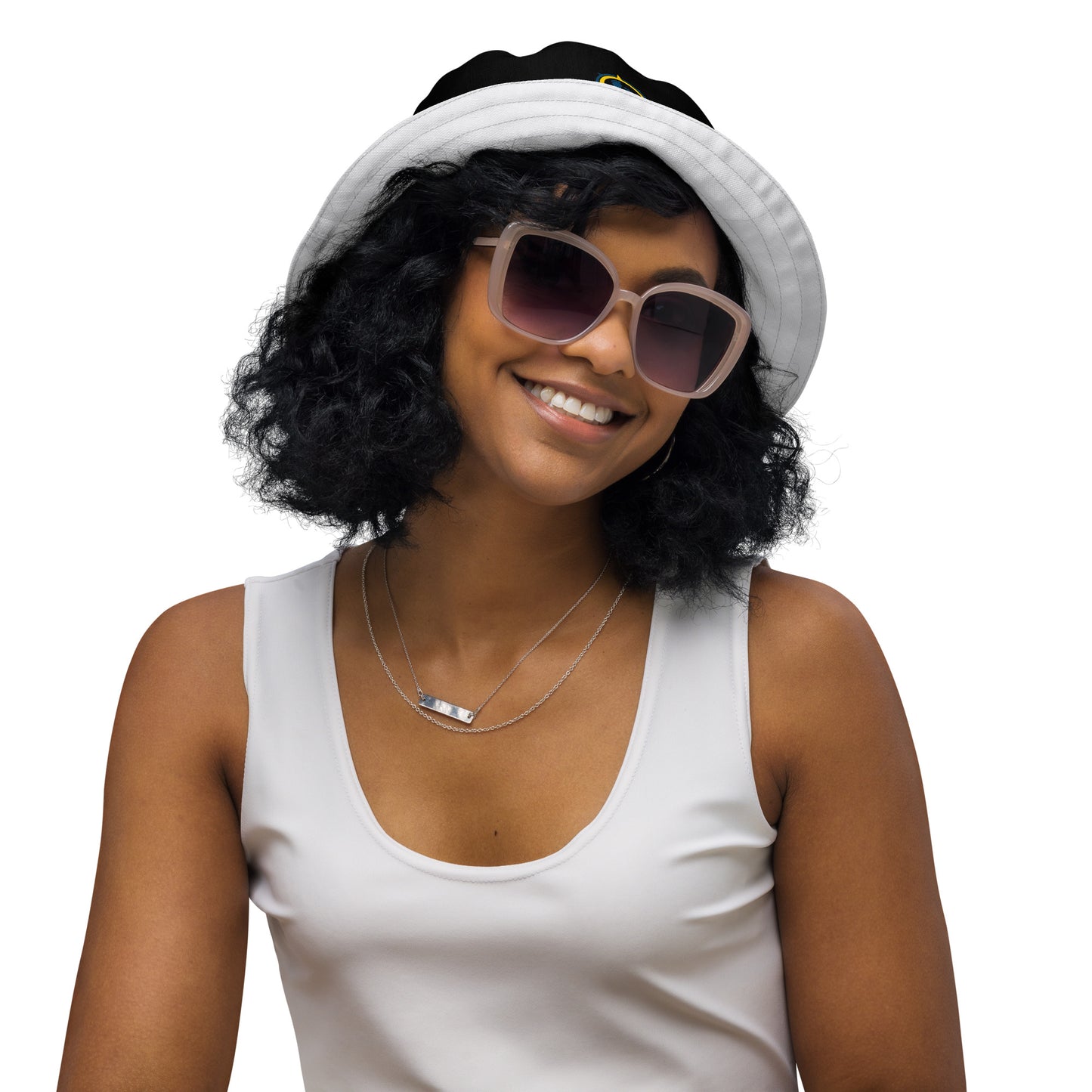 Black and White Reversible bucket hat, Forever Nauti summer bucket boating hat