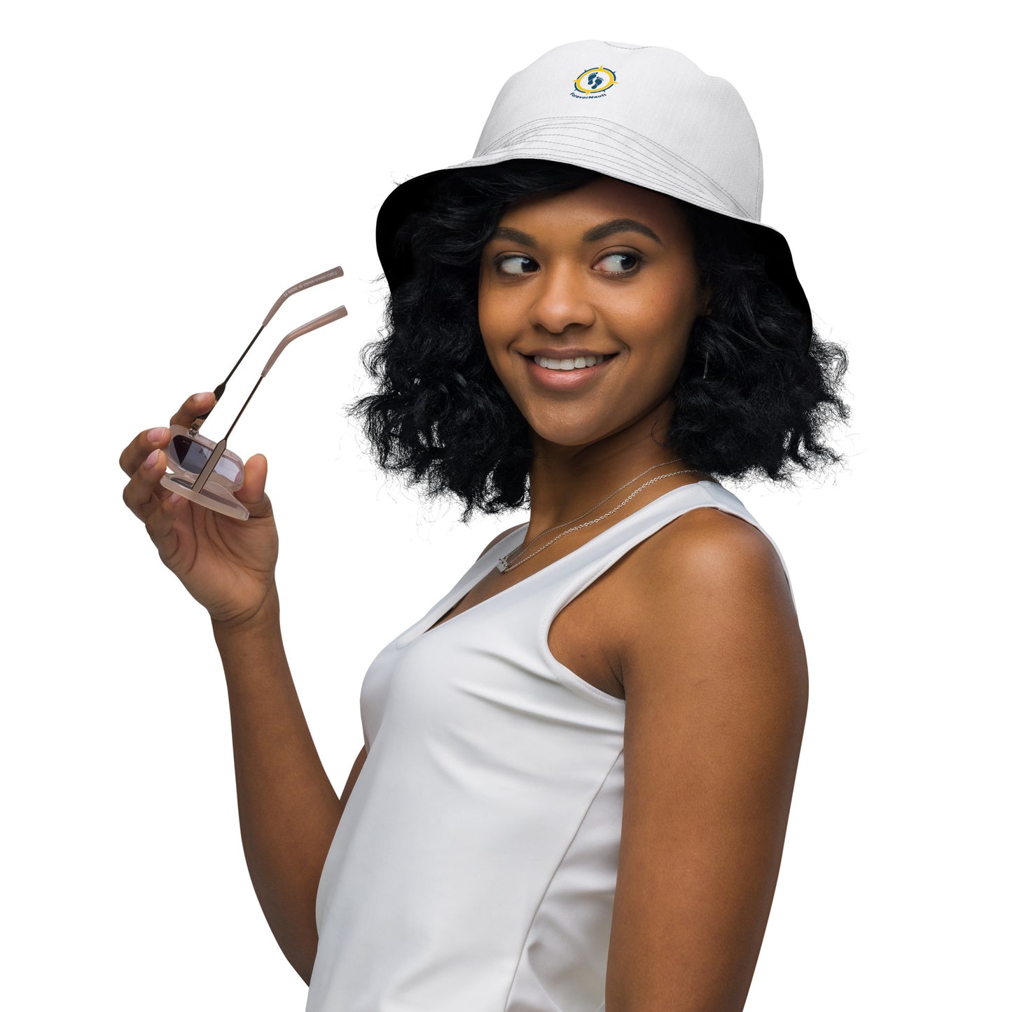 Black and White Reversible bucket hat, Forever Nauti summer bucket boating hat