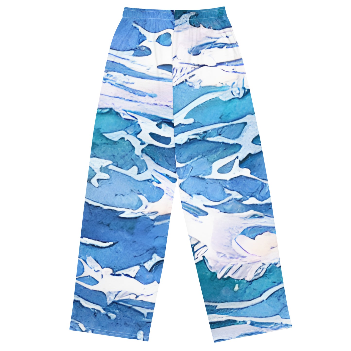 Ocean Waves print unisex wide-leg pants, Nautical Themed Summer Pants