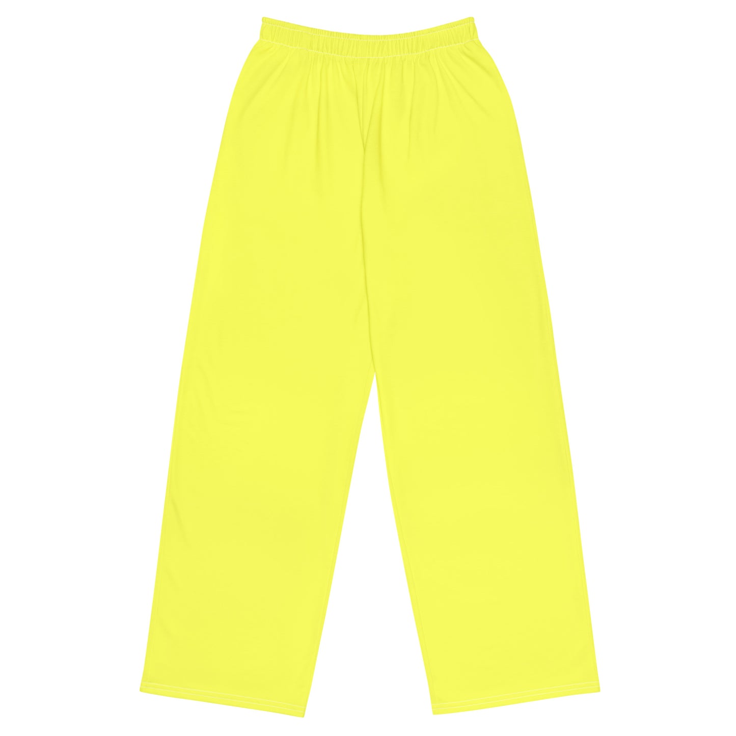 Hello Yellow unisex wide-leg pants, Yellow baggy casual pants, summer pants,