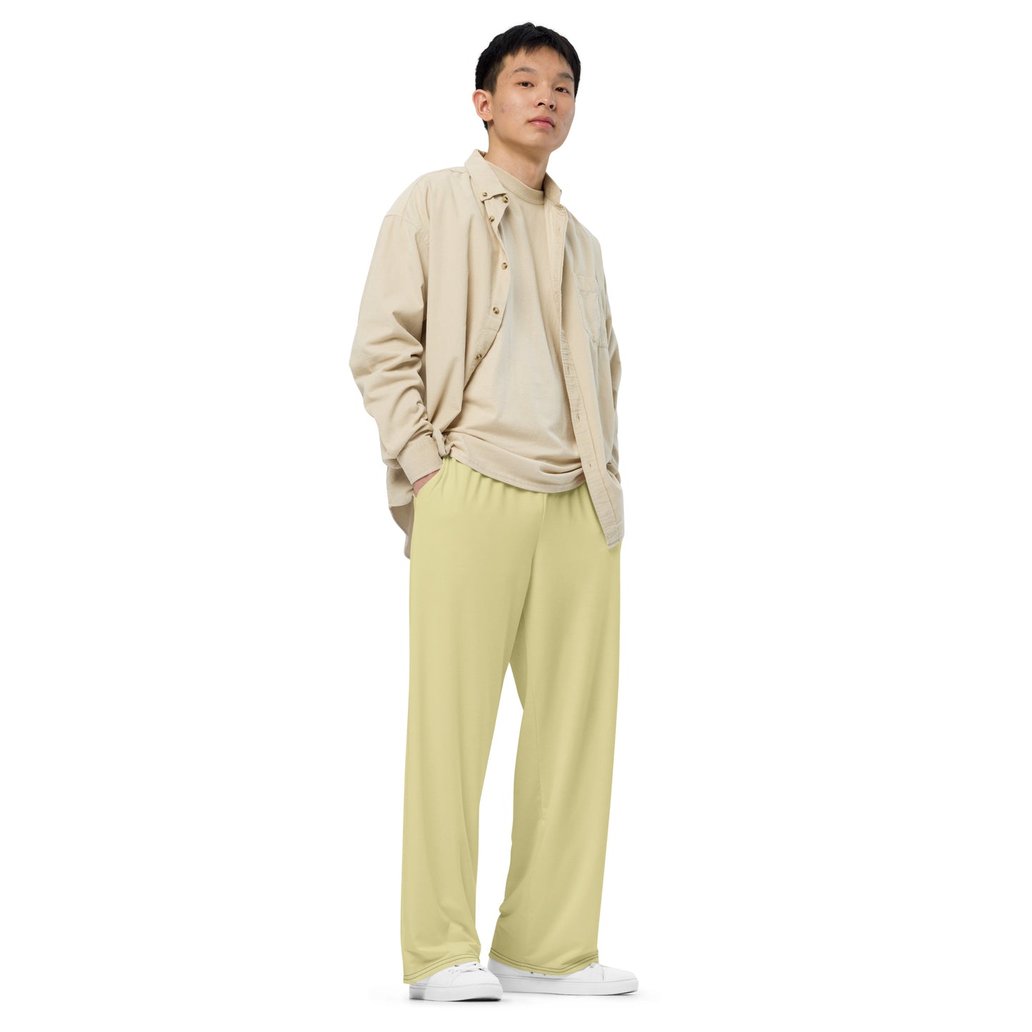 Sand unisex wide-leg pants, Casual Beige Pants