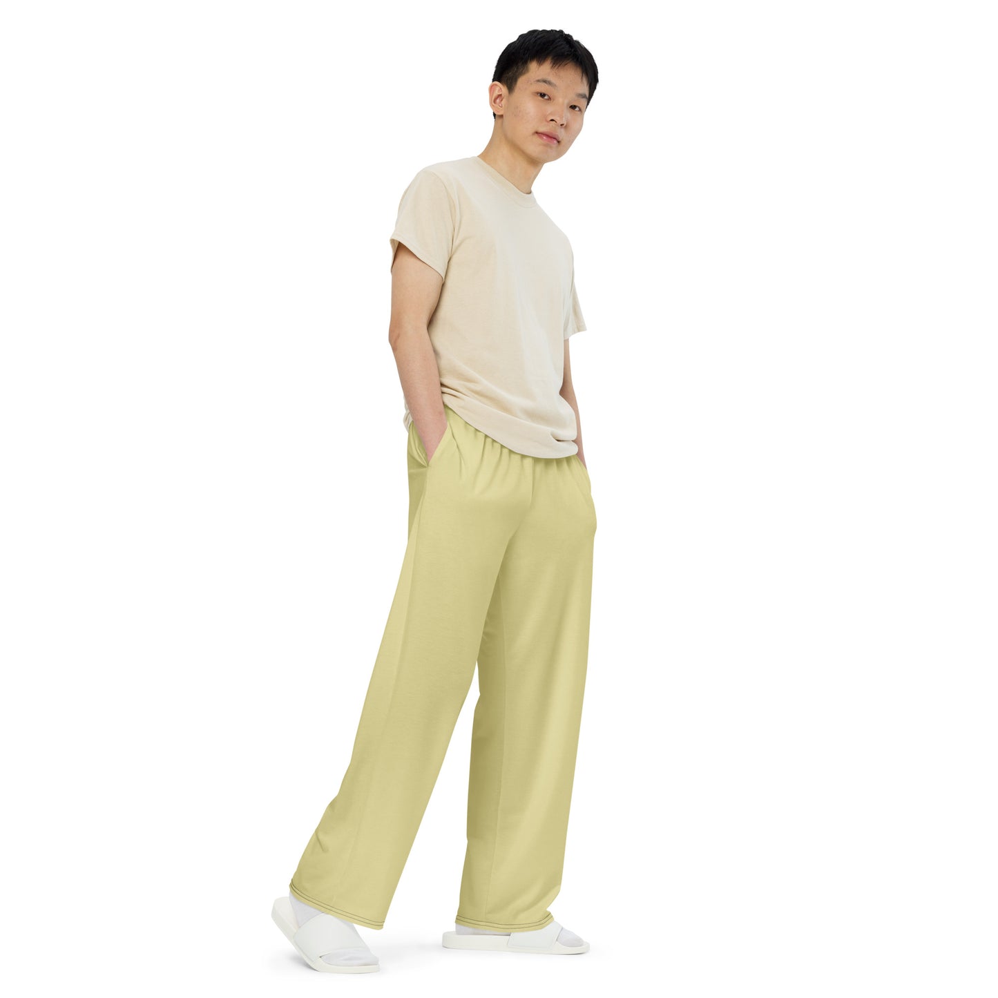 Sand unisex wide-leg pants, Casual Beige Pants