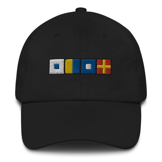 Nautical Dad hat with SKPR (skipper) spelled out in semaphore flags, Boat gift, Sailing hat