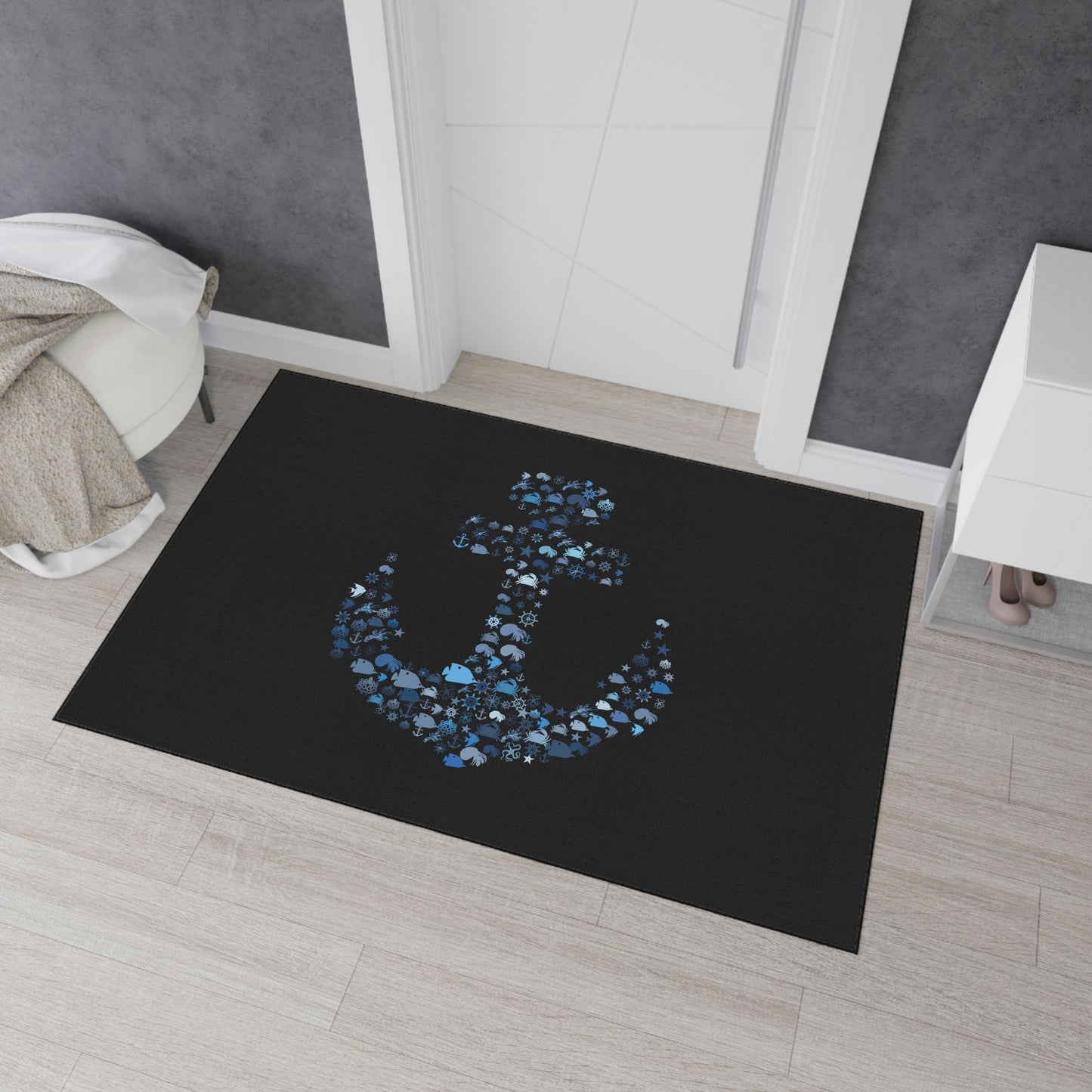 Nautical Anchor Heavy Duty Floor Mat, Dock Mat, Cockpit mat, Sea life Anchor Design