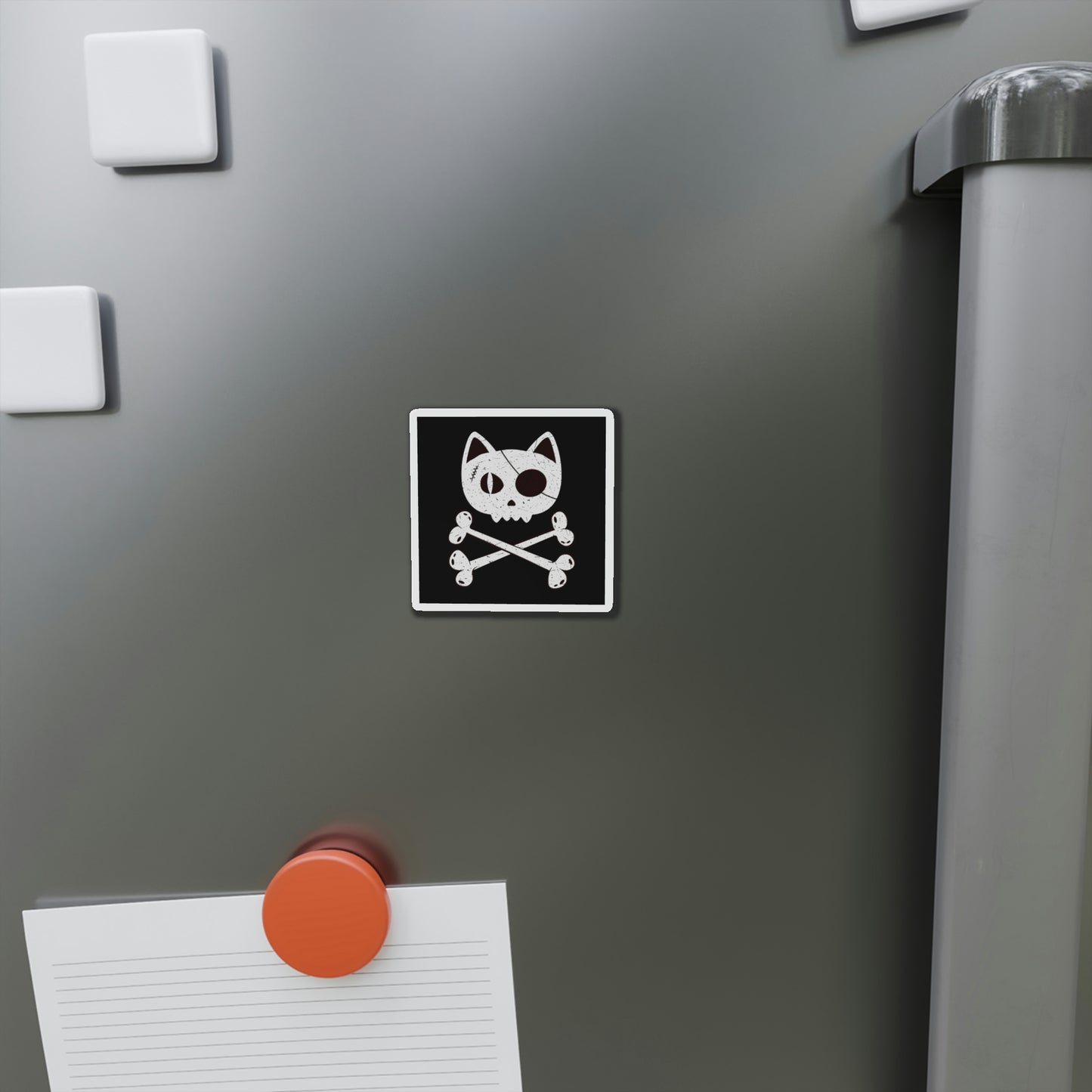 Pirate Cat Skull and Crossbones Die-Cut Magnets, Pirate Cat Refrigerator Magnet, Funny Nautical Cat Pirate Flag Magnet