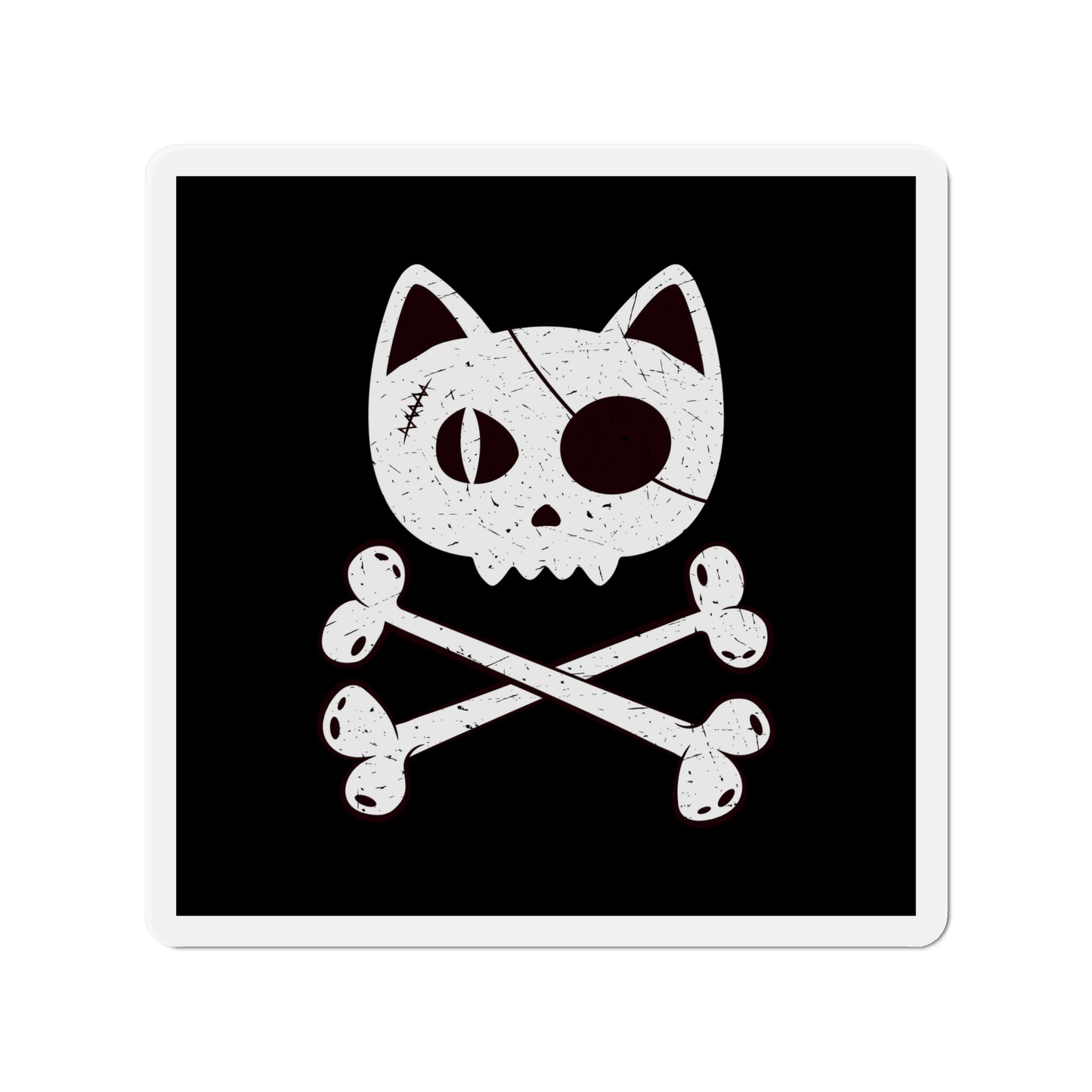 Pirate Cat Skull and Crossbones Die-Cut Magnets, Pirate Cat Refrigerator Magnet, Funny Nautical Cat Pirate Flag Magnet