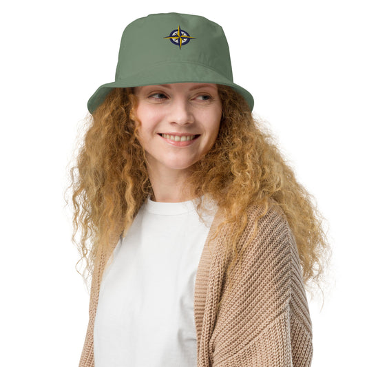 Organic bucket hat with embroidered nautical compass, Sailing & Cruising Hat