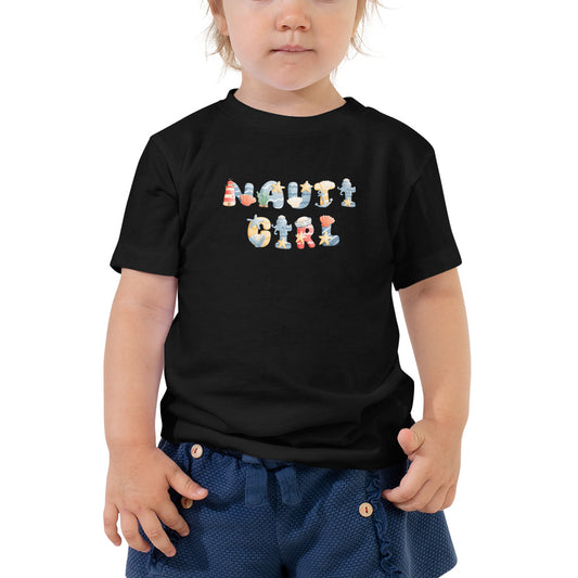 Nauti Girl Toddler Short Sleeve Tee, Nautical Themed Kids T-shirt