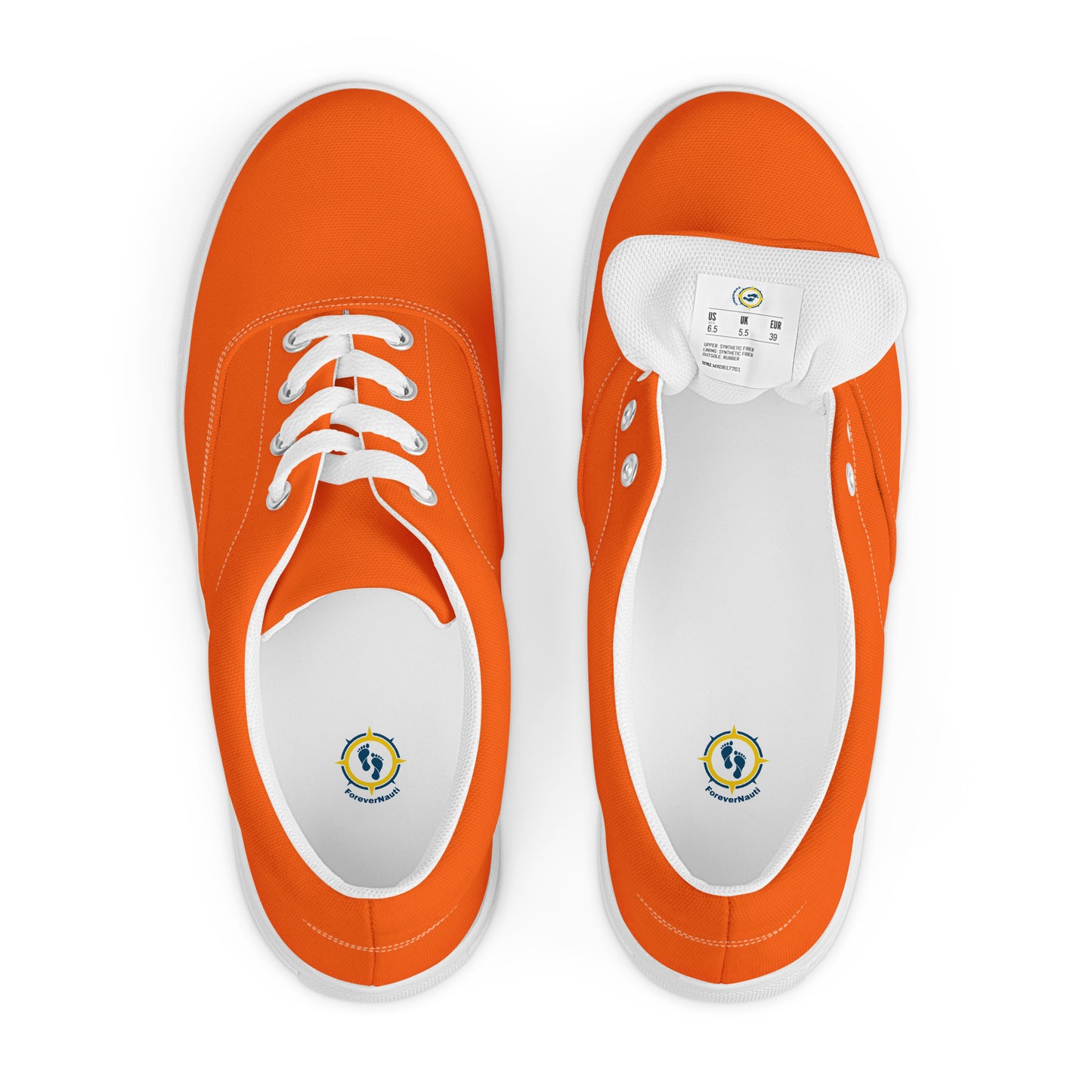 Women’s Orange lace-up canvas shoes, Women's summer shoes, Casual Canvas Shoes