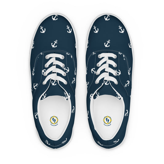 Nautical Anchor Design Women’s lace-up canvas shoes, Nautical Blue Sneakers