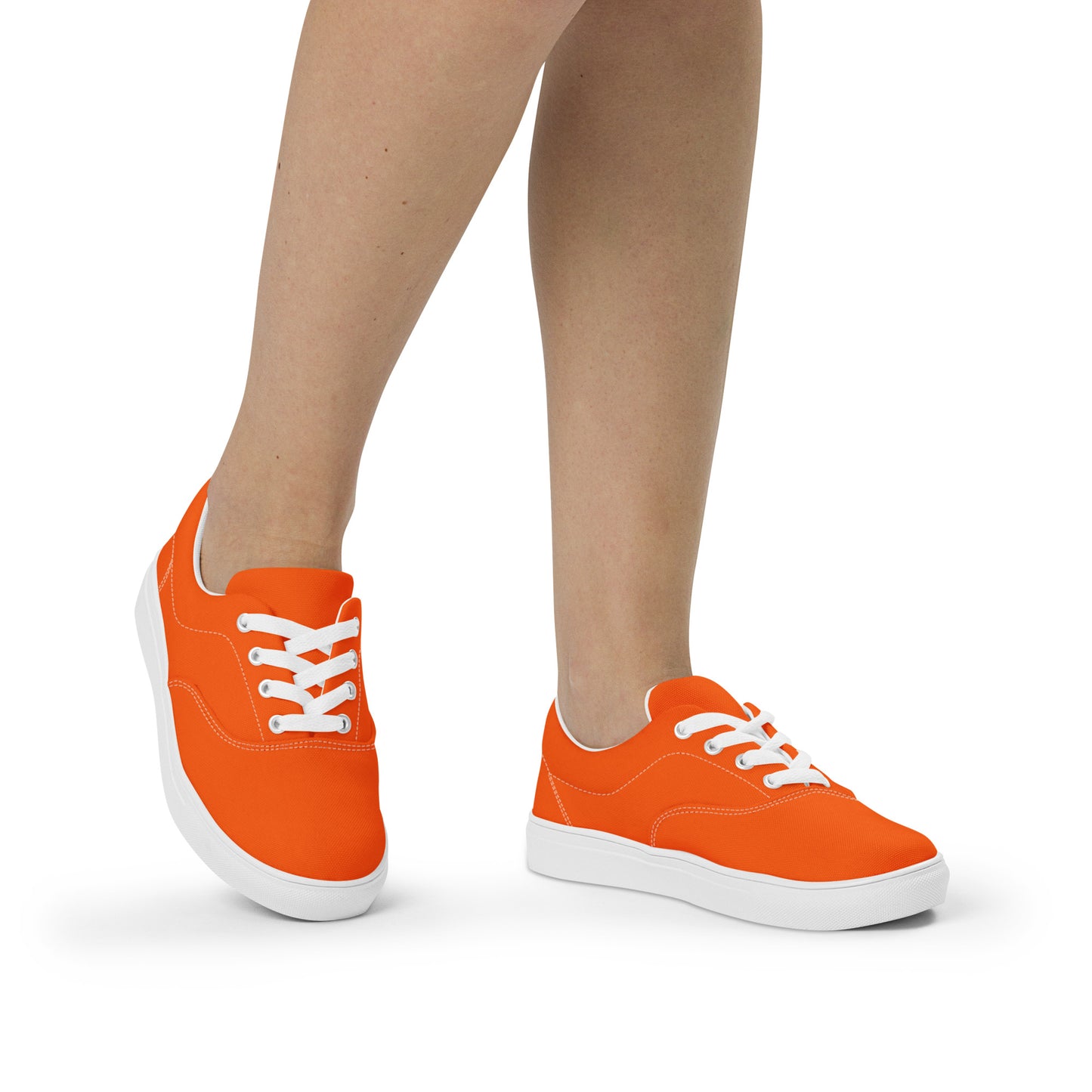 Women’s Orange lace-up canvas shoes, Women's summer shoes, Casual Canvas Shoes