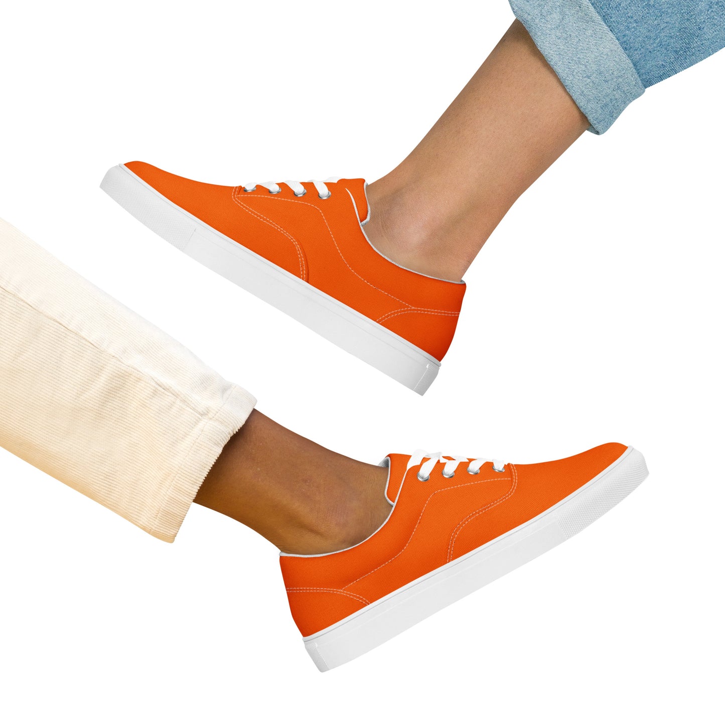 Women’s Orange lace-up canvas shoes, Women's summer shoes, Casual Canvas Shoes