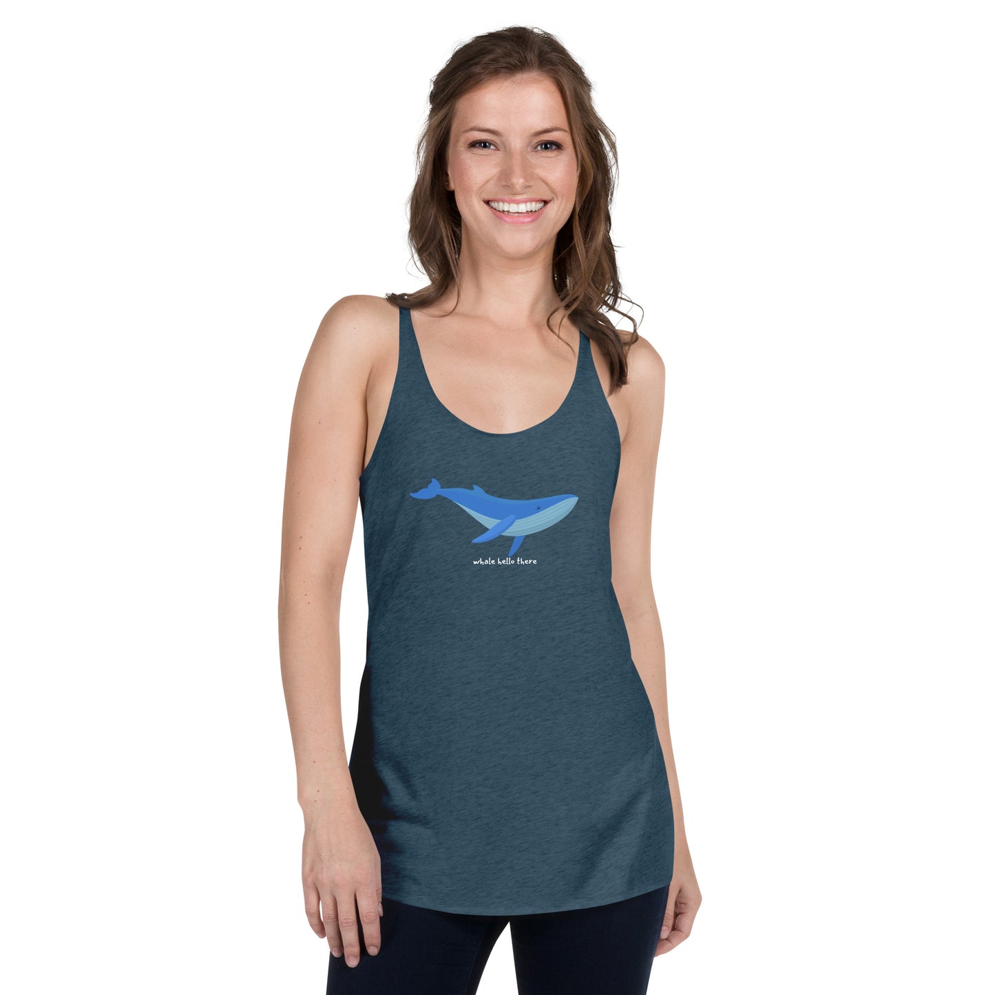 Funny  Nautical Women's Racerback Tank, Whale Hello There, Whale lover tank top