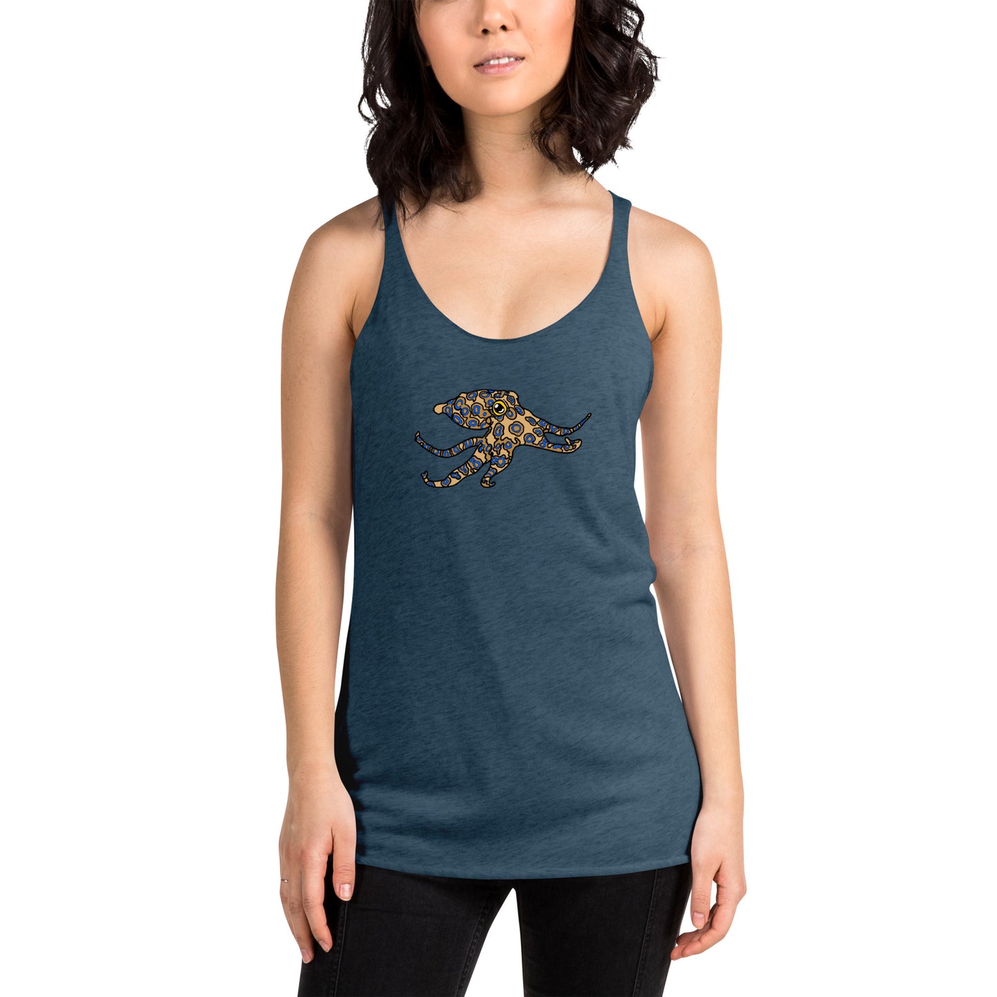 Women's Racerback Tank featuring blue ringed octopus design