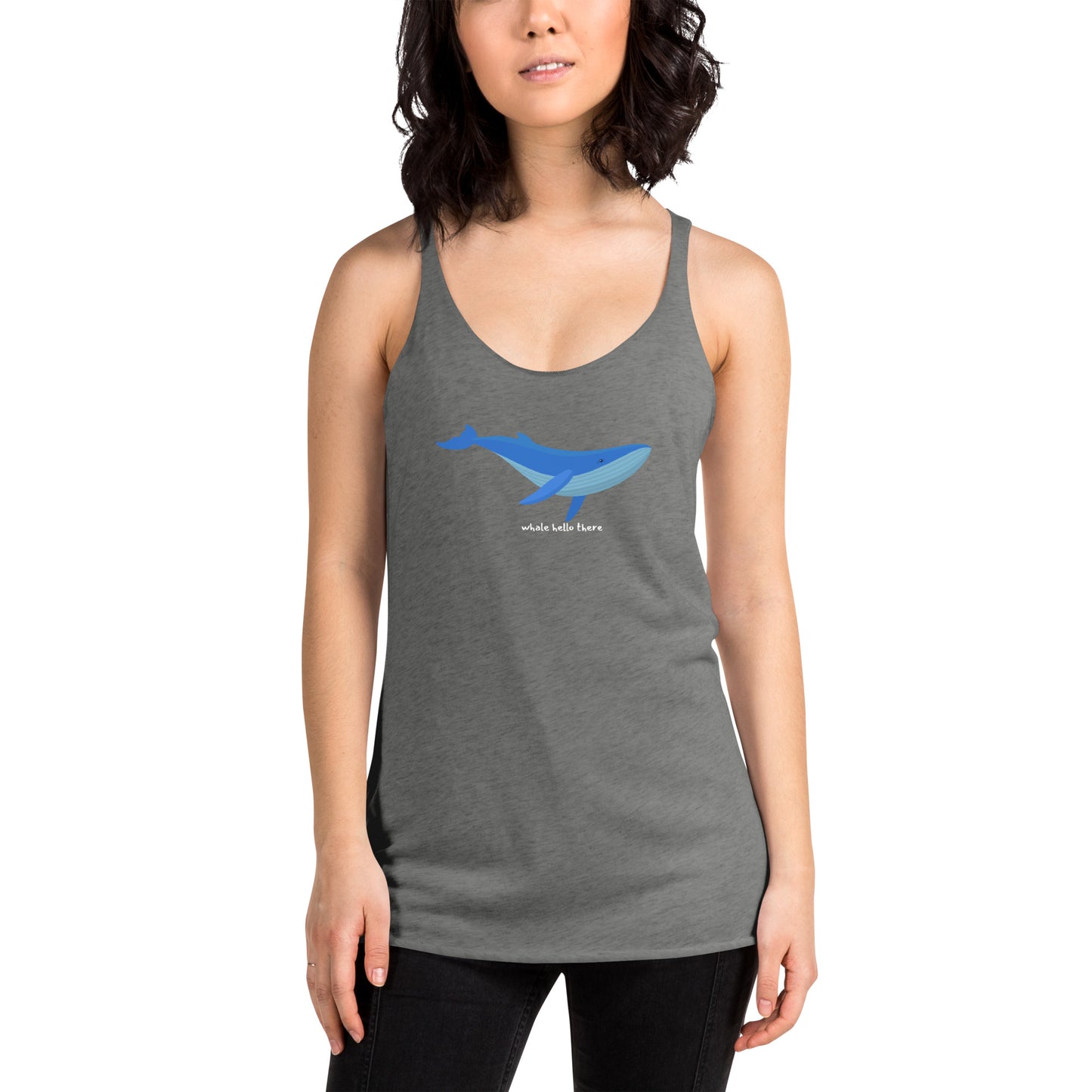 Funny  Nautical Women's Racerback Tank, Whale Hello There, Whale lover tank top