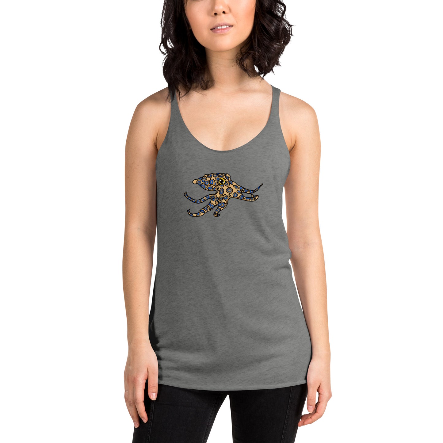 Women's Racerback Tank featuring blue ringed octopus design