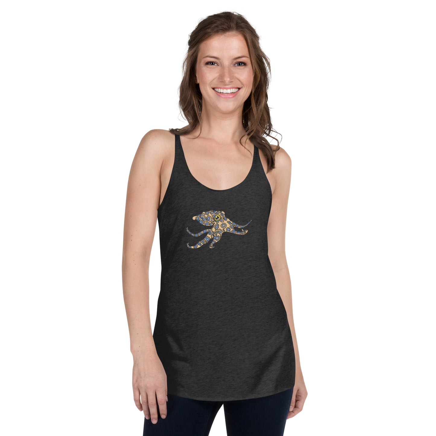 Women's Racerback Tank featuring blue ringed octopus design