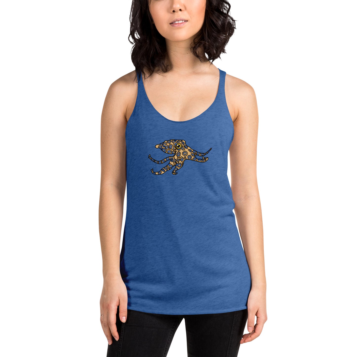 Women's Racerback Tank featuring blue ringed octopus design