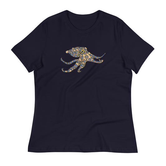 Women's Relaxed T-Shirt featuring Blue Ringed Octopus , Octopus lover shirt, Nautical Shirt