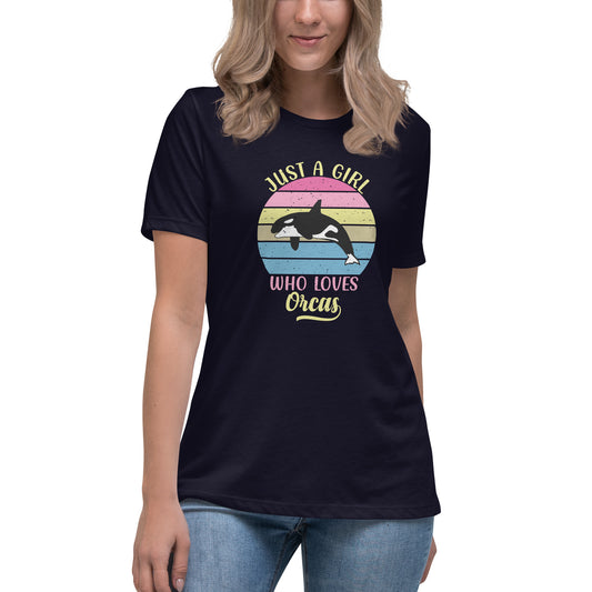 Just A Girl Who Loves Orcas Women's Relaxed T-Shirt, Whale Lover Shirt, Orca T-shirt