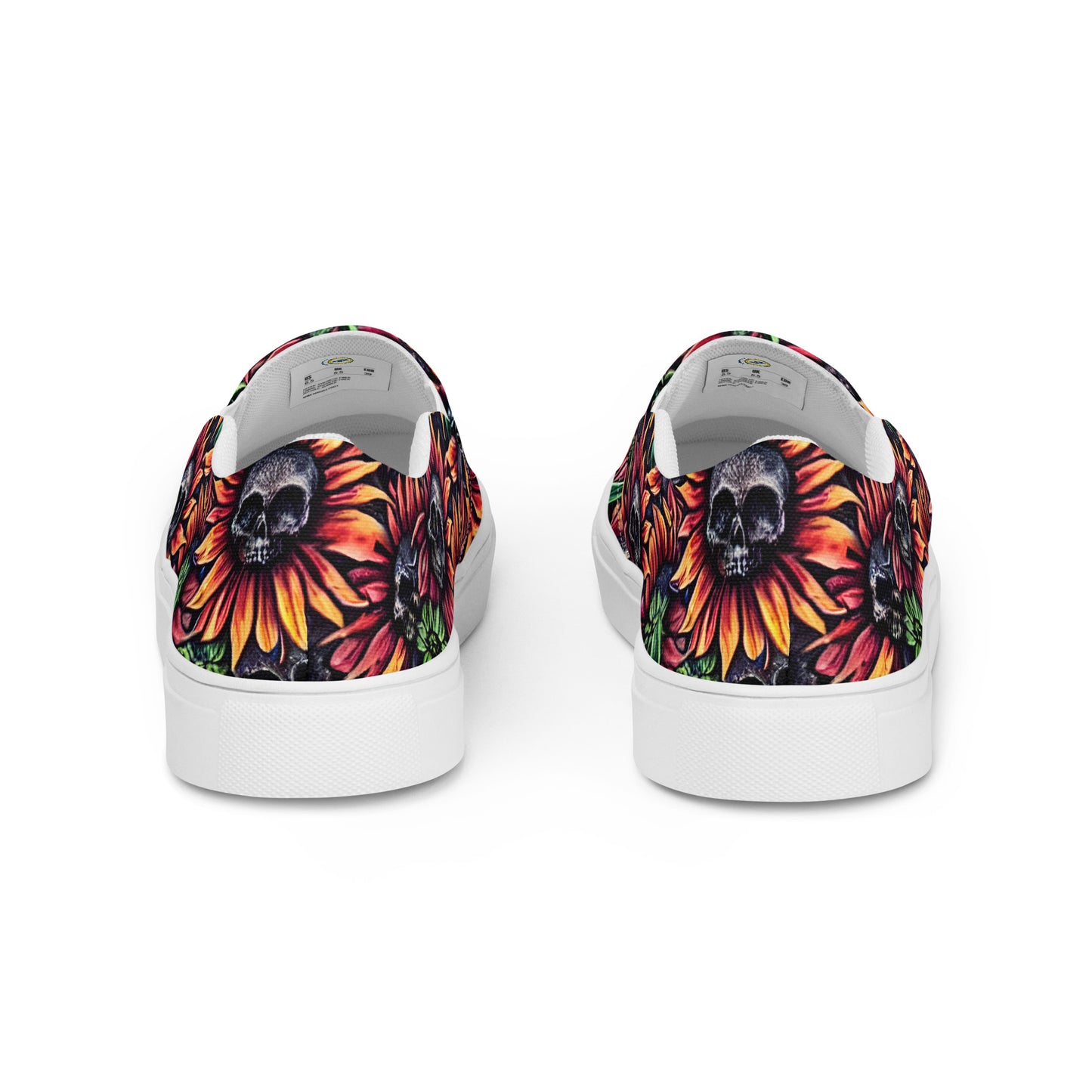 Sunflower Skull Women’s slip-on canvas shoes, Women's pirate shoes