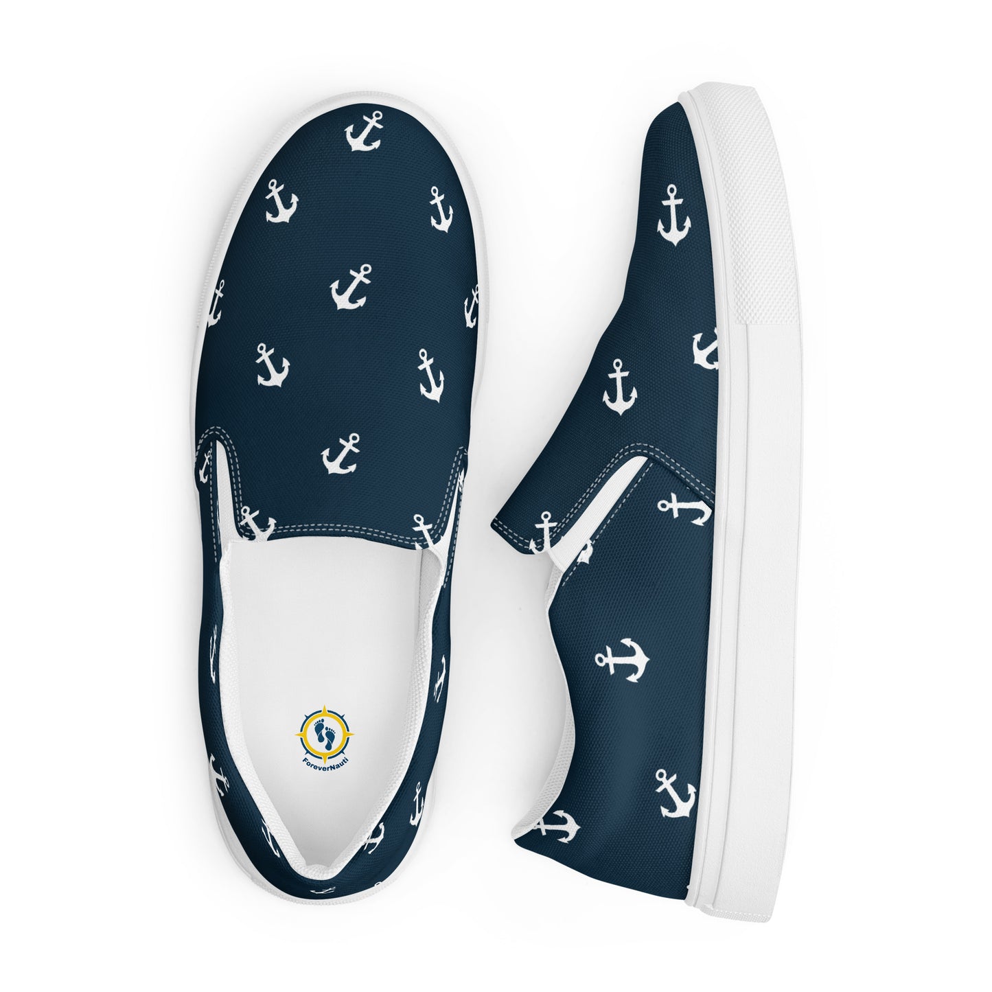 Nautical Anchors Women’s blue slip-on canvas shoes
