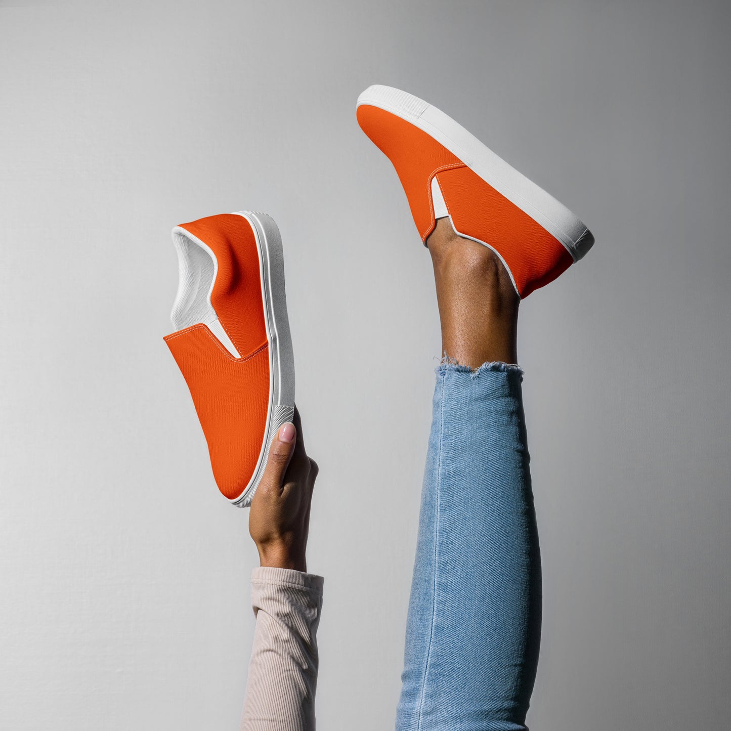 Women’s Orange slip-on canvas shoes, Women's canvas summer shoes