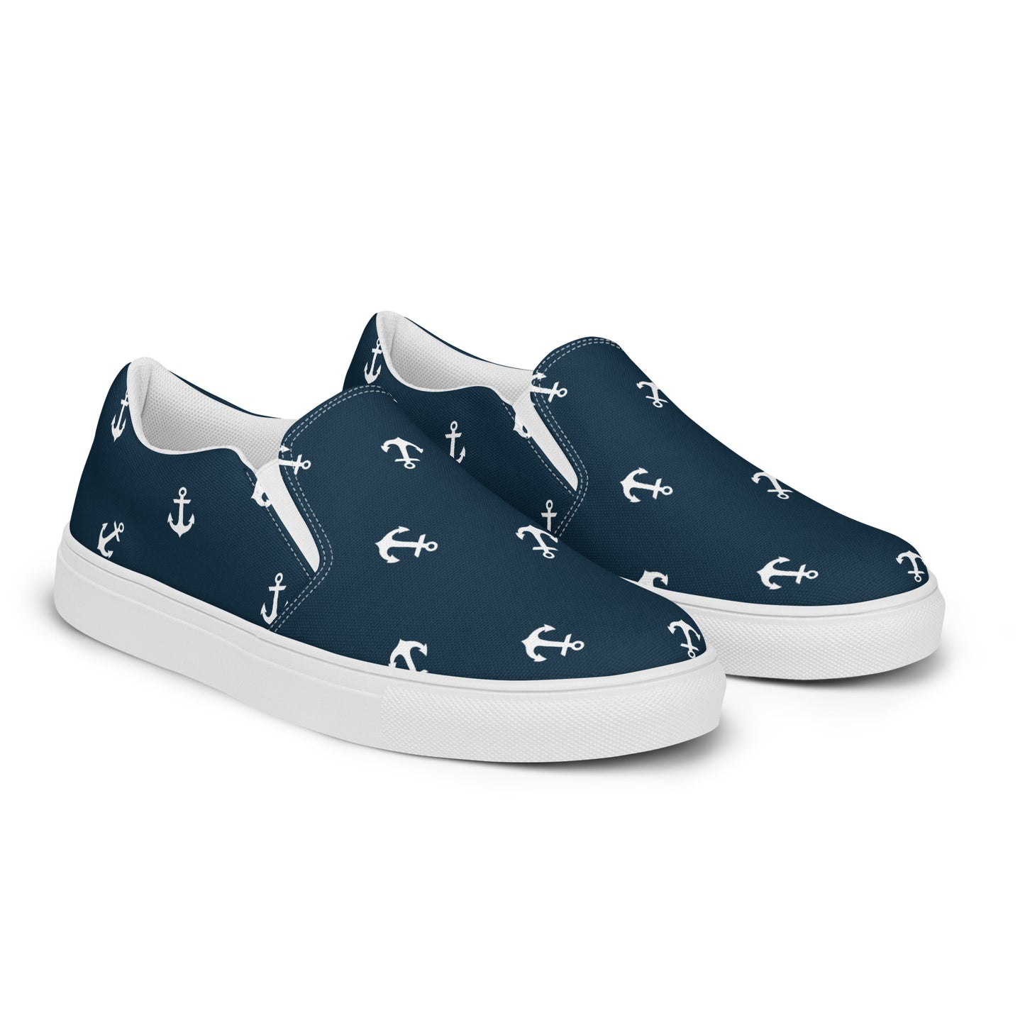 Nautical Anchors Women’s blue slip-on canvas shoes